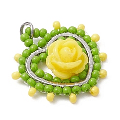 Сердце из стеклянных бусин с подвесками в виде роз&nbsp;PALLOY-MZ01030-02