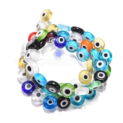 Handmade bösen Blick lampwork flache runde Perle Stränge&nbsp;X-LAMP-L058-8mm-M