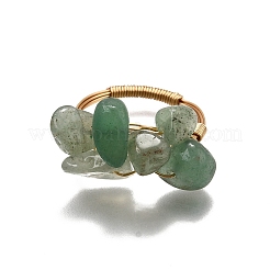 Женские кольца на палец из натурального зеленого авантюрина&nbsp;RJEW-TA00202-01