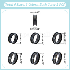 36 шт. 18 стиля оправы для колец из нержавеющей стали 304 с канавками&nbsp;RJEW-UN0002-84