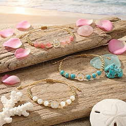 3 шт. минималистичный регулируемый браслет из синтетических бирюзовых бусин&nbsp;SR5600-5