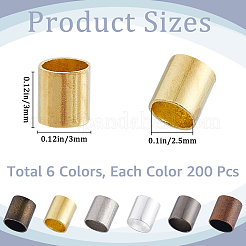 1200 шт. 6 цвета латунные обжимные бусины KK-SP0002-29