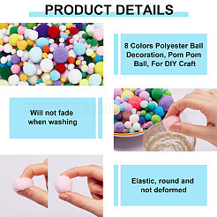 8 Satz 8 Farben Polyester-Balldekoration&nbsp;FIND-PH0021-33