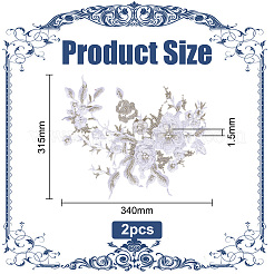 2 шт. полиэстер с цветочной вышивкой и пластиковыми жемчужинами&nbsp;PATC-HY0002-03B