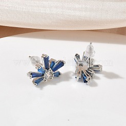 Серьги-гвоздики из латуни с микропаве и кубическим цирконием в виде фейерверков для женщин&nbsp;EJEW-F404-02P