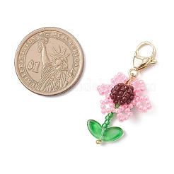 Подвесные украшения из акрила и стекла в виде семян подсолнечника HJEW-MZ00344-01