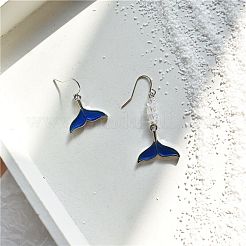 合金エナメルチャーム  クジラの尾の形状  ライトゴールド  ブルー  17x20x2mm  穴：1.6mm  20個/箱&nbsp;ENAM-CJ0001-42
