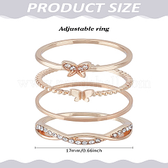 1 Box Fingerringe-Sets aus Legierung mit Strassen für Damen&nbsp;RJEW-LP0002-47