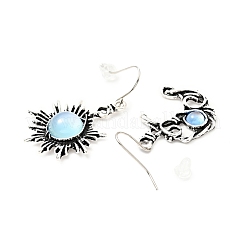 Orecchini asimmetrici luna e sole con perline in resina&nbsp;EJEW-C036-01A