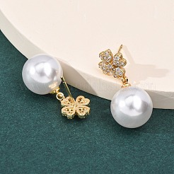 Orecchini pendenti in zircone chiaro con micro pavè di zirconi in ottone&nbsp;EJEW-Z164-31G