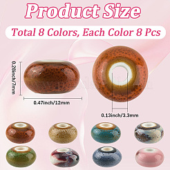 64шт 8 цвета фарфоровые бусины ручной работы PORC-PA0001-03