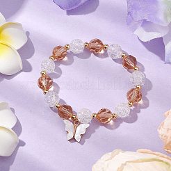 Круглые эластичные браслеты из искусственного австрийского хрусталя и кракелюра толщиной 10 мм&nbsp;BJEW-JB10556-01