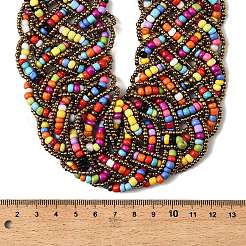 Многорядные ожерелья из стеклянных бусин NJEW-H063-03G