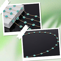 2м цепочка из стеклянных бусин в виде цветка&nbsp;CHS-SP0001-02B