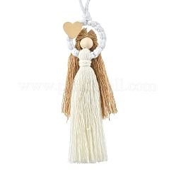 3 pz 3 colori ornamenti appesi a forma di angelo in cotone macramè fatti a mano&nbsp;HJEW-JM02711