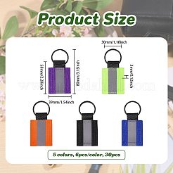 30 Stück 5 Farben reflektierender rechteckiger Polyester-Anhänger-Schlüsselanhänger&nbsp;KEYC-CO0001-02