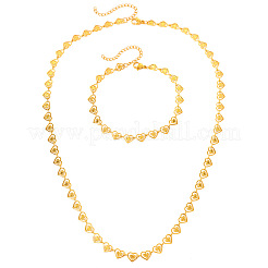 201 комплект из браслетов и цепочек в форме сердца из нержавеющей стали&nbsp;FS-WGFB2A7-01