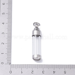 304ステンレスペンダント  ガラスと  ボトル  プラチナ  36x8.5mm&nbsp;STAS-D097-01A-P