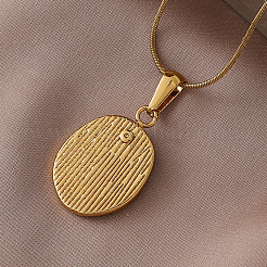 Ожерелья с подвеской в виде овала с цветком из нержавеющей стали 304 для женщин&nbsp;WT6363