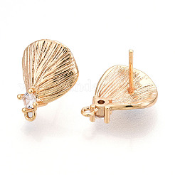 Серьги-гвоздики из латуни с прозрачным фианитом&nbsp;KK-G491-57B-G