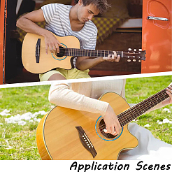 Водонепроницаемый ПВХ цветочный узор классическая гитара резонаторное отверстие кольцо рот колесо наклейка&nbsp;DIY-WH20058-13A