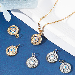 6 Stück 2 Farben Messing Micro Pave Zirkonia Anhänger&nbsp;ZIRC-BBC0003-68C
