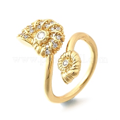 Кольца-манжеты с микропаве из латуни и кубическими цирконами в морском стиле для женщин RJEW-F184-17G-G