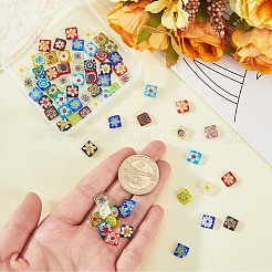 2 Strang quadratische handgemachte Millefiori-Glasperlenstränge&nbsp;LK-PA0001-03