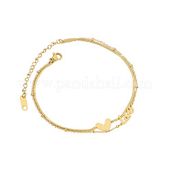 Браслеты на ногу из нержавеющей стали 304 с двумя слоями в форме сердца для женщин FS-WG96390-01