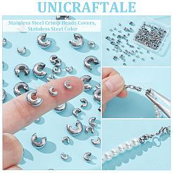 304ステンレススチール製クリンプビーズカバー  ステンレス鋼色  7.4x7.2x1.7cm&nbsp;STAS-UN0002-99P