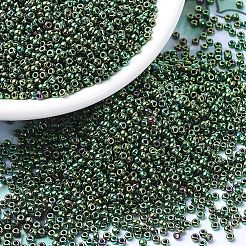 MIYUKIラウンドロカイユビーズ  日本製シードビーズ  （rr468)メタリックマラカイトグリーンアイリス  11/0  2x1.3mm  穴：0.8mm  約5500個/50g&nbsp;SEED-X0054-RR0468