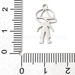 ステンレスペンダント201個  少年のチャーム  レーザー切断  ステンレス鋼色  19x9.5x1mm  穴：1.4mm&nbsp;STAS-Q341-06P