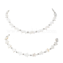 2 шт. 2 варианта ожерелий из натуральных белых ракушек и латунных бусин в форме луны и звезды&nbsp;NJEW-JN05854