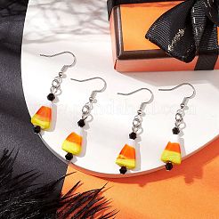 Серьги с подвесками ручной работы в стиле лэмпворк и стеклянные конфеты на Хэллоуин&nbsp;EJEW-JE05871