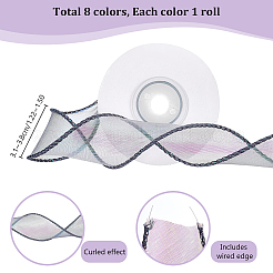 8 рулон 8-цветной радужной переливающейся лазерной полиэстеровой ленты OCOR-PH0004-27