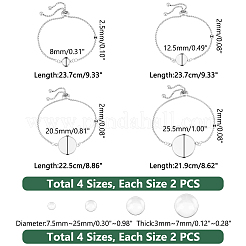 8шт 4 браслета из нержавеющей стали 304 с круглыми кабошонами&nbsp;DIY-UN0056-07