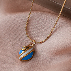 Collares vintage con colgante semiovalado de acero inoxidable 304 esmaltado para mujer&nbsp;OT9258