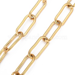 304ステンレススチールペーパークリップチェーンブレスレット  トグル留め金付き  ゴールドカラー  8-5/8インチ（22cm）&nbsp;LS-STAS-P001-59G