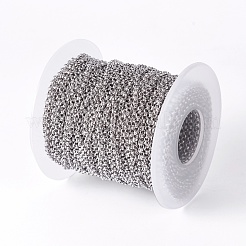 変色しにくい304ステンレススチールのローロチェーン  溶接されていない  スプールで  ステンレス鋼色  2x0.8mm  約65.61フィート（20m）/ロール&nbsp;STAS-I107-02P