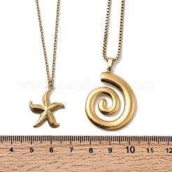 2 шт. 2 стиля ожерелья с подвеской в форме спиральной ракушки из нержавеющей стали 304 для женщин&nbsp;NJEW-F358-01G