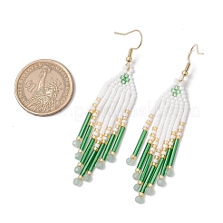 Orecchini pendenti con perline di vetro e nappe in acciaio inossidabile 304&nbsp;EJEW-MZ00432-04