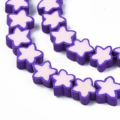 手作り樹脂粘土ビーズ連売り  スター  青紫色  8~10x8~10x3~4.5mm  穴：1.5mm  約40個/連  12.60インチ〜13.58インチ（32~34.5cm）&nbsp;CLAY-S096-043A