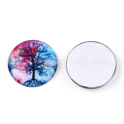 Cabuchones flatback medio redondo / cúpula árbol patrón de vidrio para proyectos de diy&nbsp;GGLA-Q037-25mm-M28-01