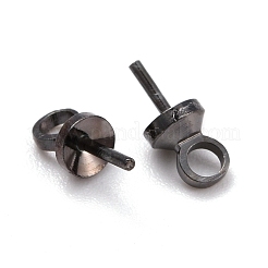 真鍮製カップペグベイルペンダント  片穴ビード用  ガンメタ色  7x3mm  穴：1.5mm  ピン：0.5mm  100個/袋&nbsp;KK-Z018-01B-B