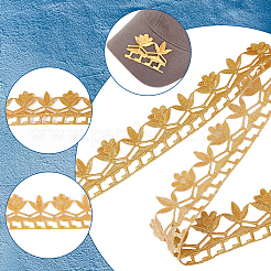 Утюжить/пришить полиэстеровую кружевную ленту с цветочной вышивкой SRIB-WH0026-32A