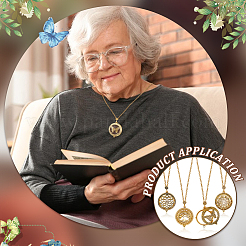 4 шт. 4 стиля увеличительное стекло магнитный медальон кулон ожерелье&nbsp;NJEW-PH0001-40