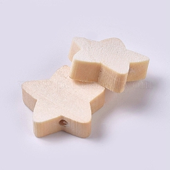 未完成の木製ビーズ  DIY装飾アクセサリー  スター  バリーウッド  20x5mm  穴：1.8mm  約50個/袋&nbsp;WOOD-TAC0003-23