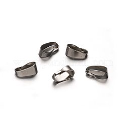 201 Stainless Steel Snap on Bails, Stainless Steel Color, 7x3.5x3.5mm, Inner Diameter: 6x3mm