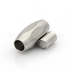 304 fermagli magnetici in acciaio inossidabile con superficie opaca con estremità incollate, barile, colore acciaio inossidabile, 19x9x8mm, Foro: 4 mm