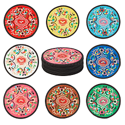 Pandahall elite 16шт 8 цвета полиэстер коврик для чашки, с цветочным узором, плоско-круглые, разноцветные, 12.9x0.2 см, 2 шт / цвет